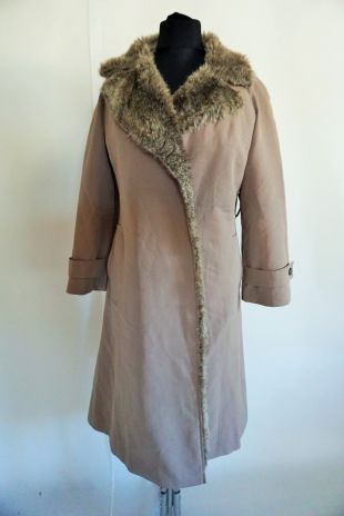 Lined Faux Fur Trench Coat