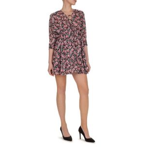 The Kooples Robe courte imprime fleuri a epaulettes