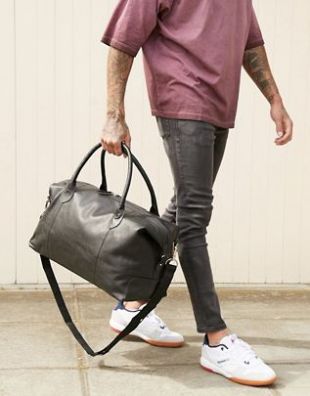 asos leather holdall