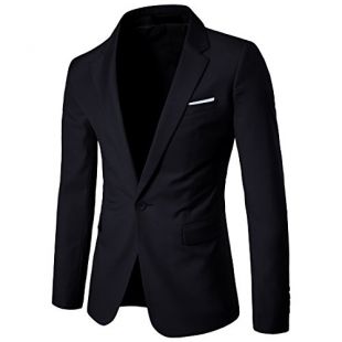 Men's Suit Jacket One Button Slim Fit Sport Coat Business Daily Blazer,Black,X-Small