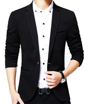 Men's Casual Dress Suit Slim Fit Stylish Blazer Coats Jackets (Black,US Large/Label 4X-Large)