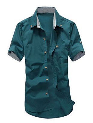 uxcell Men Short Sleeves Button Down Shirt Pocket