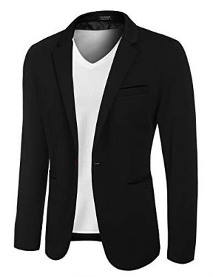 COOFANDY Men's Casual Suit Blazer Jackets Lightweight Sports Coats One Button (XX-Large, 3 - Black)