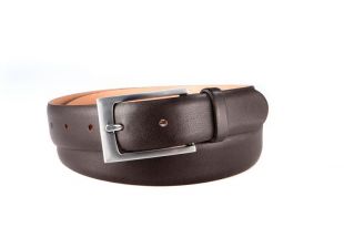 Mens leather belt dark brown