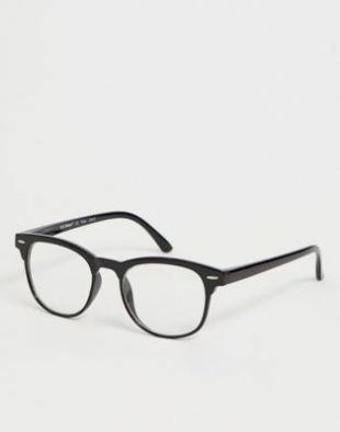 AJ Morgan square clear lens glasses in black