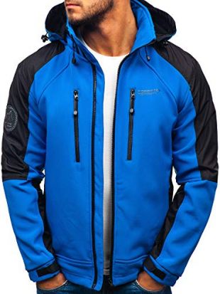 BOLF Blouson Softshell Capuche Sportif Homme J.Style 56006 Bleu foncé XXL [4D4]
