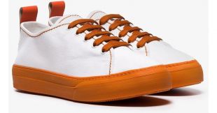 White And Orange Sabot Cotton Canvas low top Sneakers   Farfetch