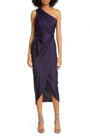 Zoeii One Shoulder Faux Wrap Dress