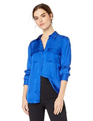 Equipment Women's Signature Silk Shirt, Hyper Blue, Medium