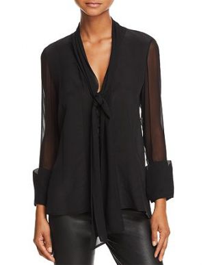 Gwenda Tie-Neck Silk Blouse