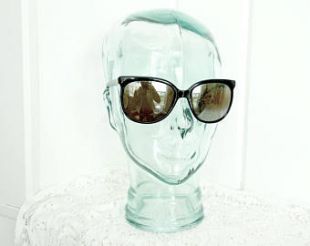 Vintage 80s Classic Opti Ray Horned Rim Black Shell Plastic Sunglasses