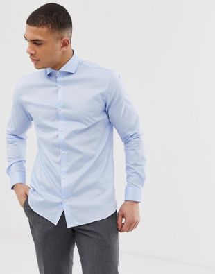 Jack & Jones Premium stretch smart shirt in light blue | ASOS