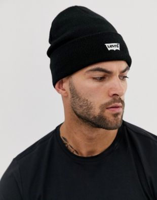 embroidered batwing logo beanie