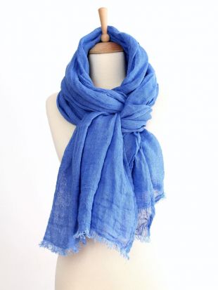 Azure Blue Linen Scarf / Wrap / Shawl | Handmade Oversized Scarf in Dodger Blue Color 100% Organic Linen
