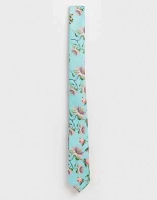wedding slim large scale floral tie in green
