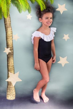 Black & White Ruffle Swimsuit