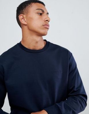 J.Lindeberg Chip Luxe neoprene sweat in navy | ASOS