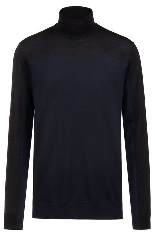 Hugo Boss Pull Slim Fit à col cheminée en laine mérinos au design color block