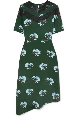 v neck emerald green prom dress Maje Open Back Maxi Dress Rachelli Blue Floral Print Chiffon Size 36 N –  Celebrity Owned