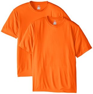 Hanes Men's Short Sleeve Cool DRI T-Shirt UPF 50+, Safety Orange, X-Large (Pack of 2)