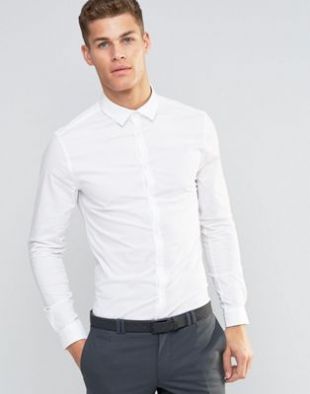ASOS DESIGN skinny shirt in white | ASOS