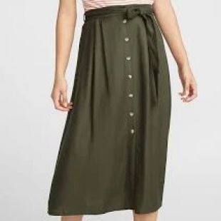 Viscose tie waist midi skirt