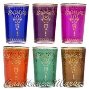 Casablanca Market TTC0024 CASA IN Moroccan New Morjana Tea Glasses, 4"H x 2 1/2"W, Gold