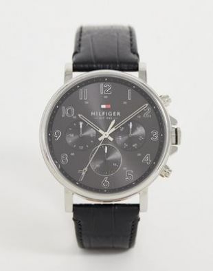 Montre avec bracelet en cuir effet croco