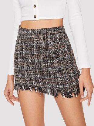 Jupe en tweed avec ourlet effiloché