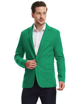 Pishon Men's Linen Blazer Lightweight Casual Solid One Button Slim Fit Sport Coat, Green, Tag Size XXXL=US Size L