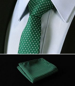 TD119G6 Green Polka Dot 2.36" Silk Slim Narrow Men Tie Pocket Square Set  | eBay