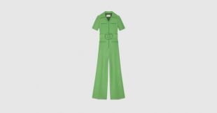 Gucci Wool silk belted jumpsuit