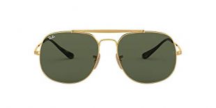 Ray-Ban RB3561 The General Square Sunglasses, Gold/Green, 57 mm