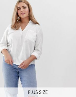 New Look Curve linen shirt in white