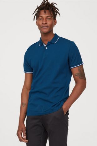 H&M - Polo en coton premium Turquoise foncé HOMME | H&M FR