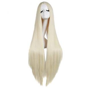 MapofBeauty 100cm/39 pouces Costume long droit anime perruque (Léger Blond)