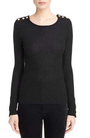 Button Detail Ribbed Sweater
