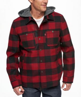 Levi's - Levi's Red & Black Buffalo Check Hooded Wool Jacket Men