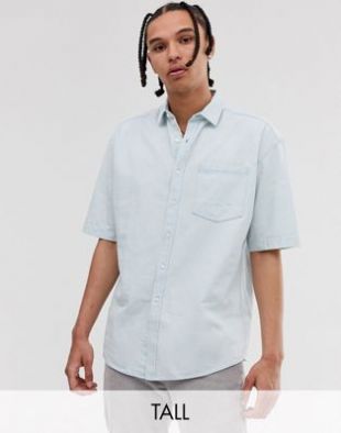 Collusion - Tall bleach wash denim shirt