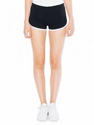 American Apparel Women's Interlock Running Short Size L Black/White