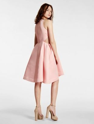 Halston Heritage - Satin Faille Dress With Cut Outs