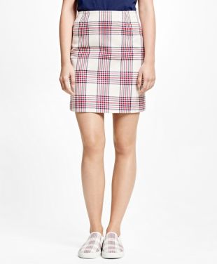 Cotton Large Plaid Skirt in Red