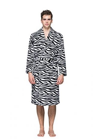 MingTai Unisex Womens Towelling Dressing Gown Ladies Mens Soft Long Zebra Animal Print Dressing Gowns Bath Robe Housecoat With Belt