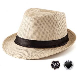Beach Straw Sun Hat Women - Beige Hat for Men Summer Casual Fedora Hat with Band