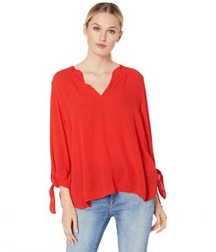 MICHAEL Michael Kors - Solid V Neck Tie Sleeve Top