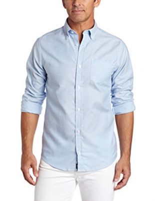 Lee Uniforms Men's Long Sleeve Oxford Shirt, Light Blue, Medium