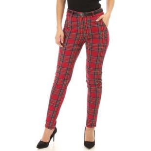 La Modeuse Pantalon slim tartan avec ceinture