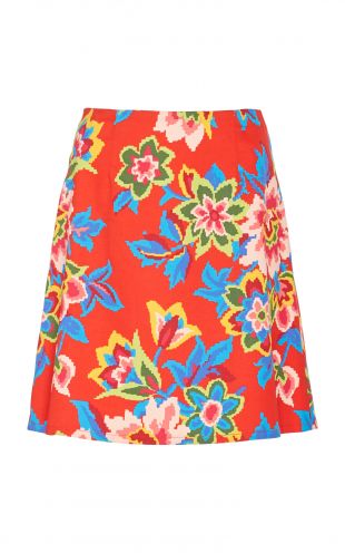 Floral-Print Stretch-Cotton Mini Skirt