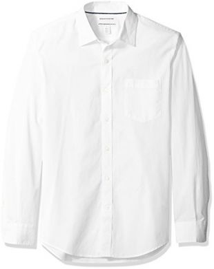 Amazon Essentials Men's Slim-Fit Long-Sleeve Solid Casual Poplin Shirt, White, X-Large