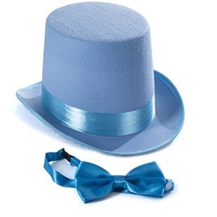 Tigerdoe Top Hat Costume - Top Hat with Bow Tie - Adult Costume Set -Costume Hats (Light Blue)